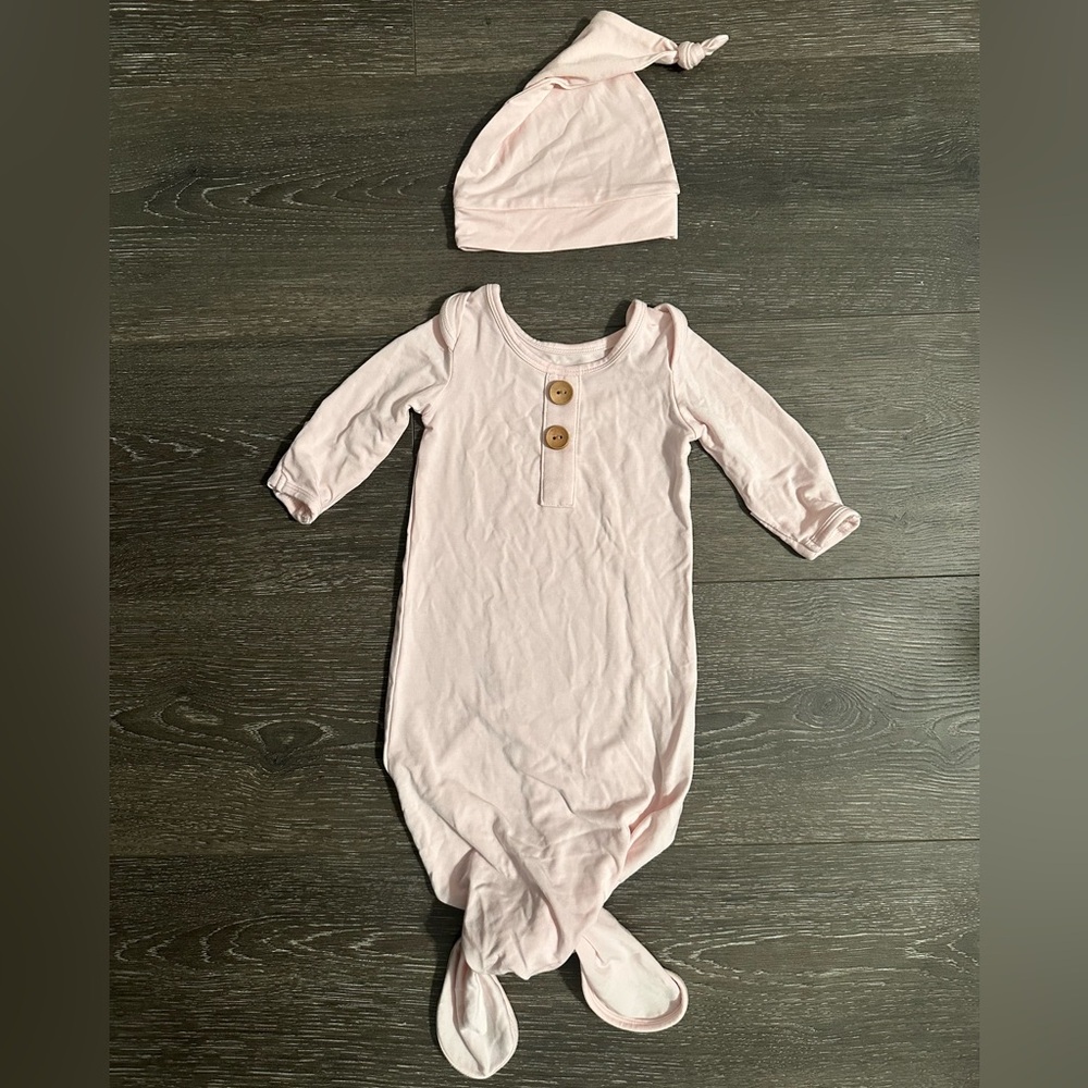 Caden Lane Soft Pink Baby Gown with Hat
